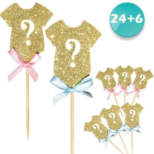 Gender Reveal Cake Fork Baby Shower Party Cake Food Decoration Cupcake Tops 