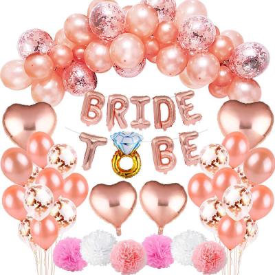 Amazon Bachelor Party Decoration Bride-to-Be Rose Gold Letter Balloon Diamond Ring Aluminum Foil Balloon Set