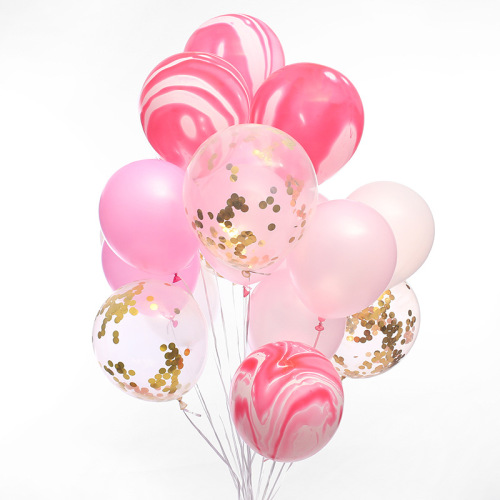 Cross-Border 20 12-Inch Agate Sequins Birthday Balloon Set Wedding Room Decoration Balloon National Day Christmas Balloons