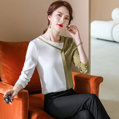 2021 Autumn and Winter New Business Suit Women's Shirt Slim Korean Style Stylish Temperament Long Sleeves All-Matching Shirt Women's Top