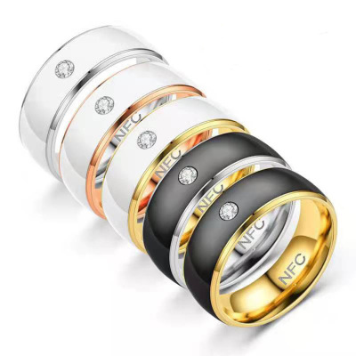 Online Influencer Fashion Smart NFC Access Control Titanium Steel Ring Stall Factory Goods Stainless Steel Smart Chip Finger Men's Ring