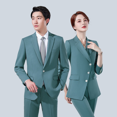 2021 Autumn and Winter New Business Suit Women's Korean-Style Business Viscose Thick High-End Suit Men's and Women's Same Two-Piece Suit