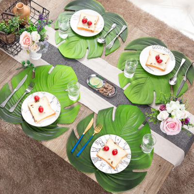 Artificial Monstera Leaf Placemat Heat Proof Mat Non-Slip Dining Table Cushion Household Western-Style Placemat and Industrial Boat Cutting Knife Large Lotus Leaf