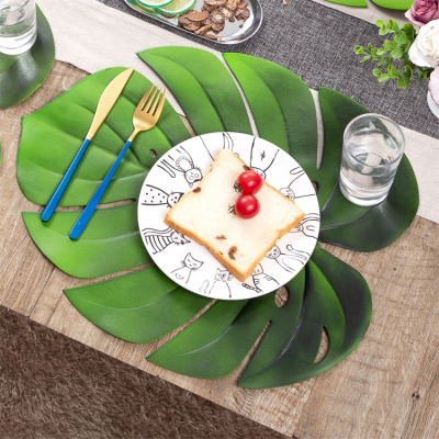 Artificial Plant Hollow Outdoor Monstera Placemat Heat Proof Mat Non-Slip Dining Table Cushion Household Western-Style Placemat Scald Preventing Met