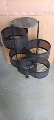 round 360 Degrees Rotatable Storage Basket Iron Storage Rack Fruit and Vegetable Storage Rack Storage Rack