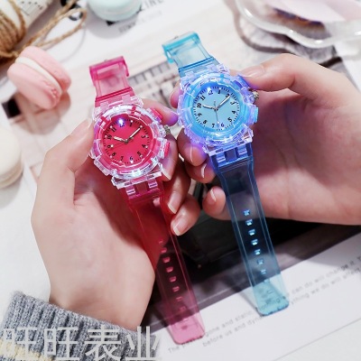 New Luminous Children's Watch Luminous Transparent Crystal Students' Watch Quartz Watch Foreign Trade Cross-Border