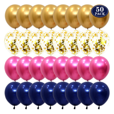 50 Pcs Gold Gold Silver Blue Black Night Blue Rubber Balloons Combination Birthday Party Background Decoration Hot Sale