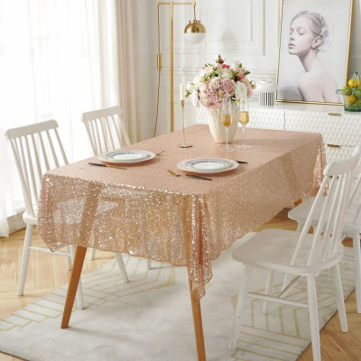 Amazon Hot Selling Product Outdoor Hotel Restaurant Tablecloth Wedding Birthday Party Decoration Golden Sequin Tablecloth