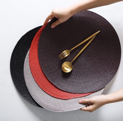 Round Placemat Nordic and Japanese Style Pp Woven Dining Table Cushion Western-Style Placemat Household Waterproof and Oil-Proof Coasters Heat Proof Mat Coaster