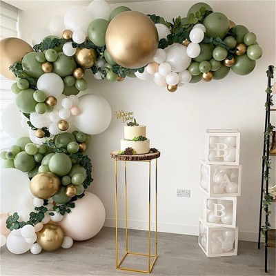 Cross-Border New Arrival Retro Color Sweetened Bean Paste Balloon Package Birthday Wedding Party Deployment and Decoration Green Balloon Set