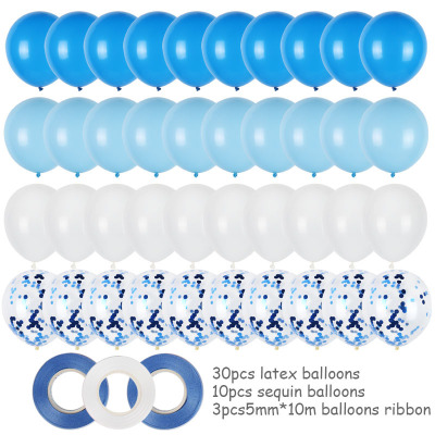 Cross-Border Hot Selling 12-Inch 40 Blue-Green Latex Sequins Balloon Combo Package Birthday Party Supplies Decoration