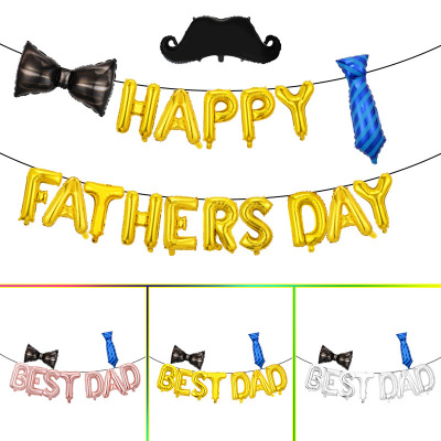 Happy Father's Day Balloon Thanksgiving Decorations Arrangement Black Beard Aluminum Foil Balloon Set