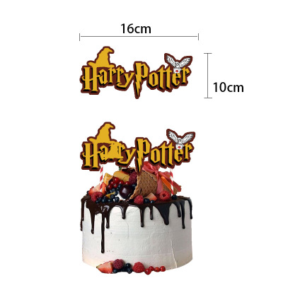 Harry Potter Theme Birthday Party Cake Decorative Flag Paper Cup Cake Inserting Card Dessert Bar Decoration Cake Flag