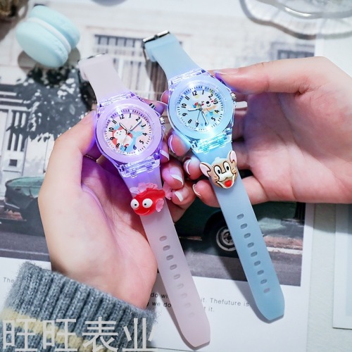 Children‘s Watch New Cartoon Doll Watch Primary School Student Watch Luminous Glow with Light Best-Seller on Douyin Watch Female