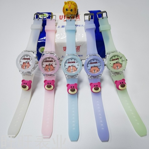 brown bear cartoon student watch luminous luminous children‘s watch doll watch led new cross-border watch supply