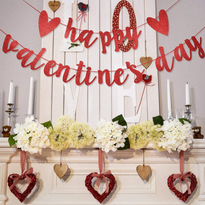 Valentine's Day Hanging Flag Valentine's Day Decorations Arrangement Happy Valentine