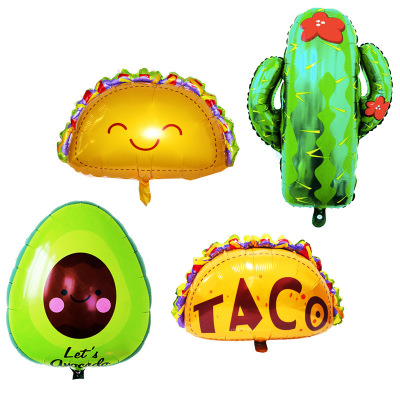 Cross-Border Hot Cactus Balloon Tropical Party Decoration Aluminum Film Balloon Burrito Party Balloon Set