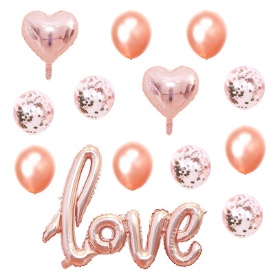 Cross-Border Hot Sale Rose Gold Set One-Piece Love Aluminum Film 18-Inch Love Balloon Valentine's Day Party Decoration Supplies