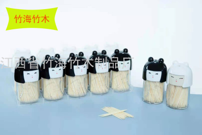 High-End Bottled Double-Headed Pointed Natural Japanese-Style Girl Bottled Bamboo Toothpick Bottle Hotel Home Daily Use