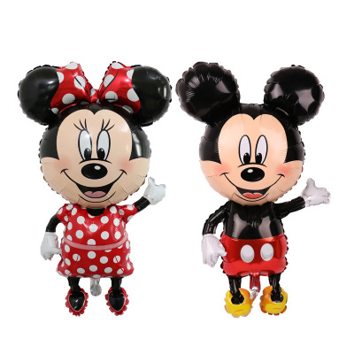 Cross-Border Standing Large Minnie Maky Aluminum Balloon Birthday Decoration Standing Whole Body Mickey Mouse Aluminum Foil Balloon