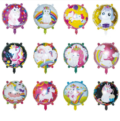 Cross-Border New Arrival 18-Inch Cartoon Unicorn Ball Children's Birthday Banquet Party Party Pony Factory Wholesale