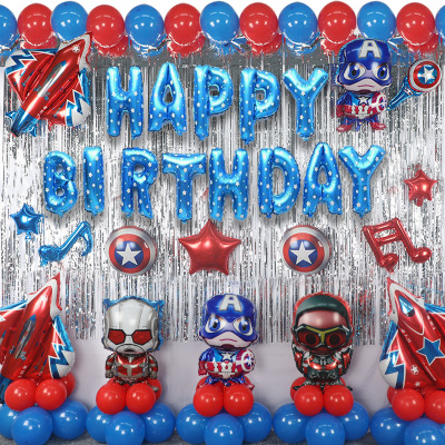 Creative Avengers Hero Children's Birthday Package Set Party Decoration Layout Background Aluminum Film Balloon