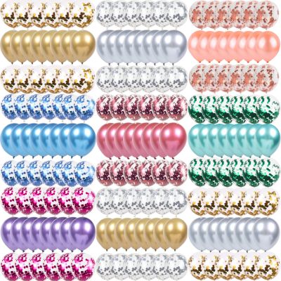 Cross-Border 12-Inch Paper Scrap Sequins Balloon Set round Metal Rubber Balloons Wedding Birthday Party Deployment and Decoration
