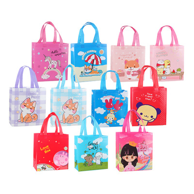 Cartoon Printed Non-Woven Farbic Packing Bag Three-Dimensional Portable Shopping Bag Factory Folding Gift Bag Custom Wholesale