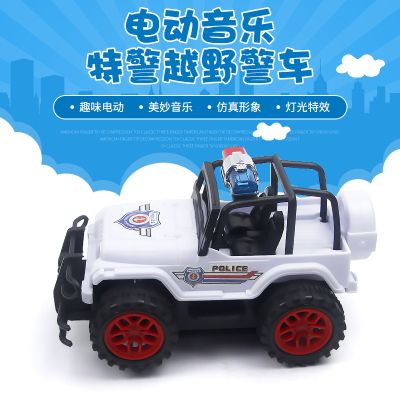 Children's Electric Police Car Toy Universal Wheel Music Luminous off-Road Car Model Boy Toy Stall Wholesale