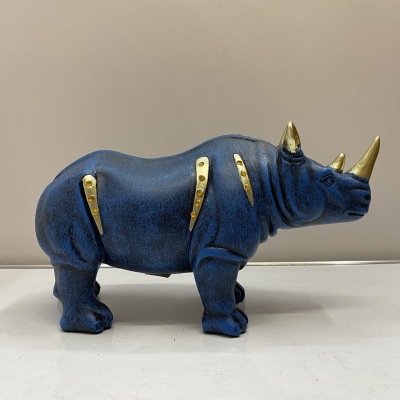 Creative Resin Craft Small Size in Silver Rhinoceros Home Decoration Modern Home Soft Decoration Craft Gift Decoration