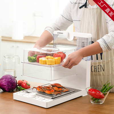 Folding Electric Steamer Multifunctional Steam Cooking Machine Transparent Large Capacity Three-Tier Steamer Boxes