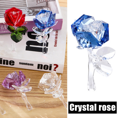 AliExpress Foreign Trade Supply Crystal Crafts Decoration Simulation Crystal Rose Home Decoration Creative Gift