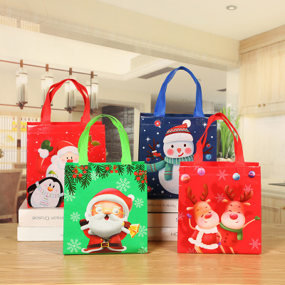 Christmas Pattern Non-Woven Bag Film Color Portable Gift Bag Fashion Folding Shopping Bag Foreign Trade Wholesale Spot