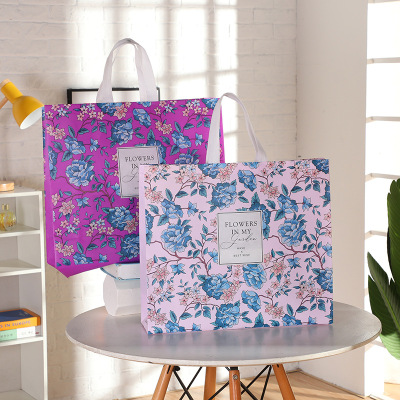 Spot Four-Piece Film Non-Woven Fabric Handbag Creative Gift Storage Shopping Bag Color Printing Non-Woven Handbag