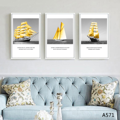 Abstract Cloth Painting Landscape Golden Sailing Oil Painting Decorative Painting Photo Frame Mural Living Room Bedroom Dining Room Hallway