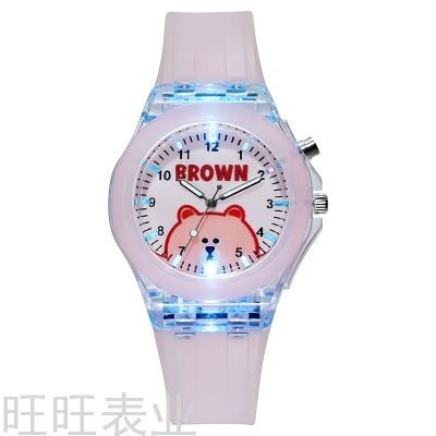 Cartoon Watch Brown Bear Luminous Glow Children's Watch New Primary School Student Watch Factory Wholesale Cross-Border