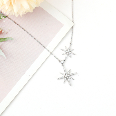 Hexagram Necklace Female Sweet 2021 New Summer Design Sense Fairy Non-Fading Sweater Clavicle Chain Wholesale Manufacturer
