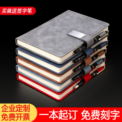 Wholesale Set A5 Notebook Business Retro Work B5 Notebook Leather Surface Notepad Custom Printable Logo