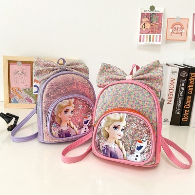 Children's Backpack 2021 Summer New Sequined Bow Backpack Princess Transparent Bag Kindergarten Backpack