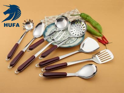 不锈钢厨具六件套铲勺漏勺 家用厨具套装 防烫木柄锅铲勺烹饪工具