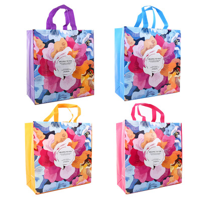 Manufacturer Color Film Covering Shopping Bags Garland Large Open Three-Dimensional Pocket Portable Organizer Storage Bags in Stock Wholesale