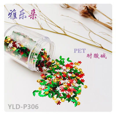 Yaleduo Christmas Sequins Nail DIY Ornament Sequin Pet Christmas Crystal Mud Material Sequins