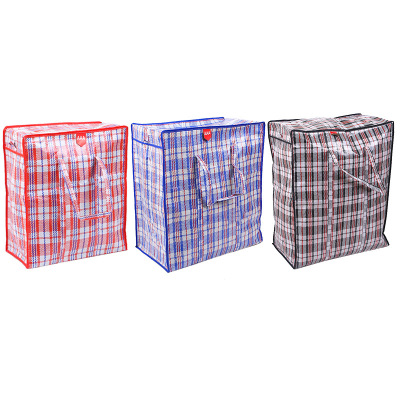 Factory Supply Color Stripes Woven Plaid Bag Quilt Storage Moving Waterproof Bag Large Capacity Packing Luggage Bag