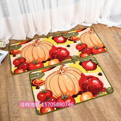 HD Loop Velvet Printing Kitchen Fruit Non-Slip Mat Foot Mats Carpet Spray Printing Kitchen 2-Piece Fruit Combination Mat