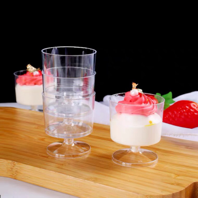 Disposable Cup Goblet Hard Plastic Crystal Glasses Dessert Cup Drinking Cup Cute Mousse Pudding Cup