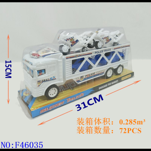 inertia double-deck police trailer leisure toys for children and kids intellectual puzzle cross-border foreign trade wholesale f46035