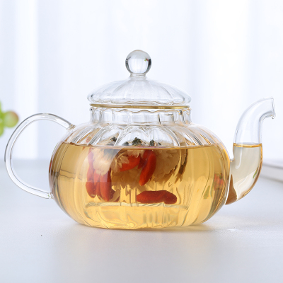 Heat-Resistant Glass Pot Striped Pot Spiral Ribbon Strainer Teapot Environmental Protection Borosilicate Kung Fu Tea Set
