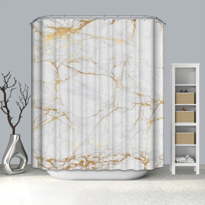 Amazon New Marble Series Shower Curtain Digital Printing Polyester Curtain Customized Thickened Waterproof Small Wholesale