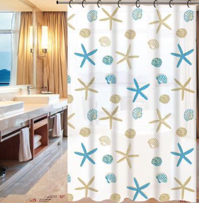 Cross-Border E-Commerce Dedicated to Starfish Pattern Bath Account PEVA Bathroom Curtain Waterproof Shower Curtain Factory Direct Sales Customizable