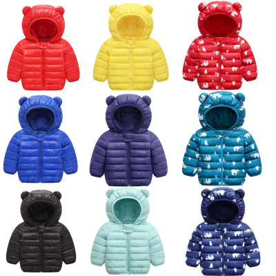 Winter Children's down and Wadded Jacket Lightweight Little Children's Clothing down Cotton-Padded Clothes Baby Ears Cute Cotton Coat Jacket